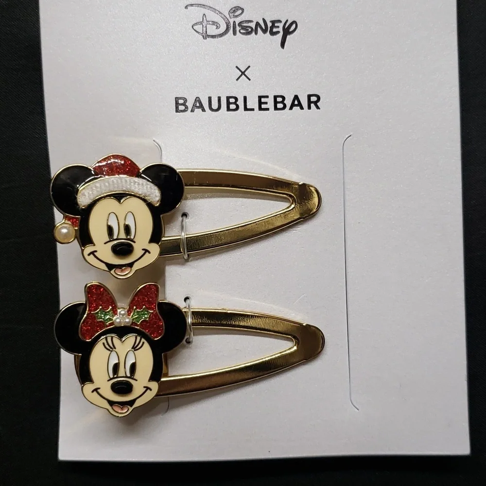 Disney Baublebar Mickey and Minnie Holiday Hair Clips